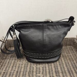 Brighton Baby Jake Pretty Tough Collection Studded Fringe Bucket Style Crossbody